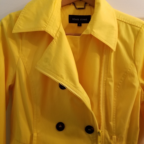 🌟SALE🌟Black Rivet Rain Jacket L No Belt Zip Up - Picture 5 of 8